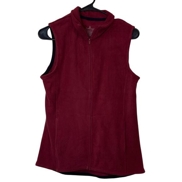 NWOT Cuddl Duds Women’s Full Zip Fleece Vest Red Size M Cranberry Stretch Soft - Picture 1 of 7